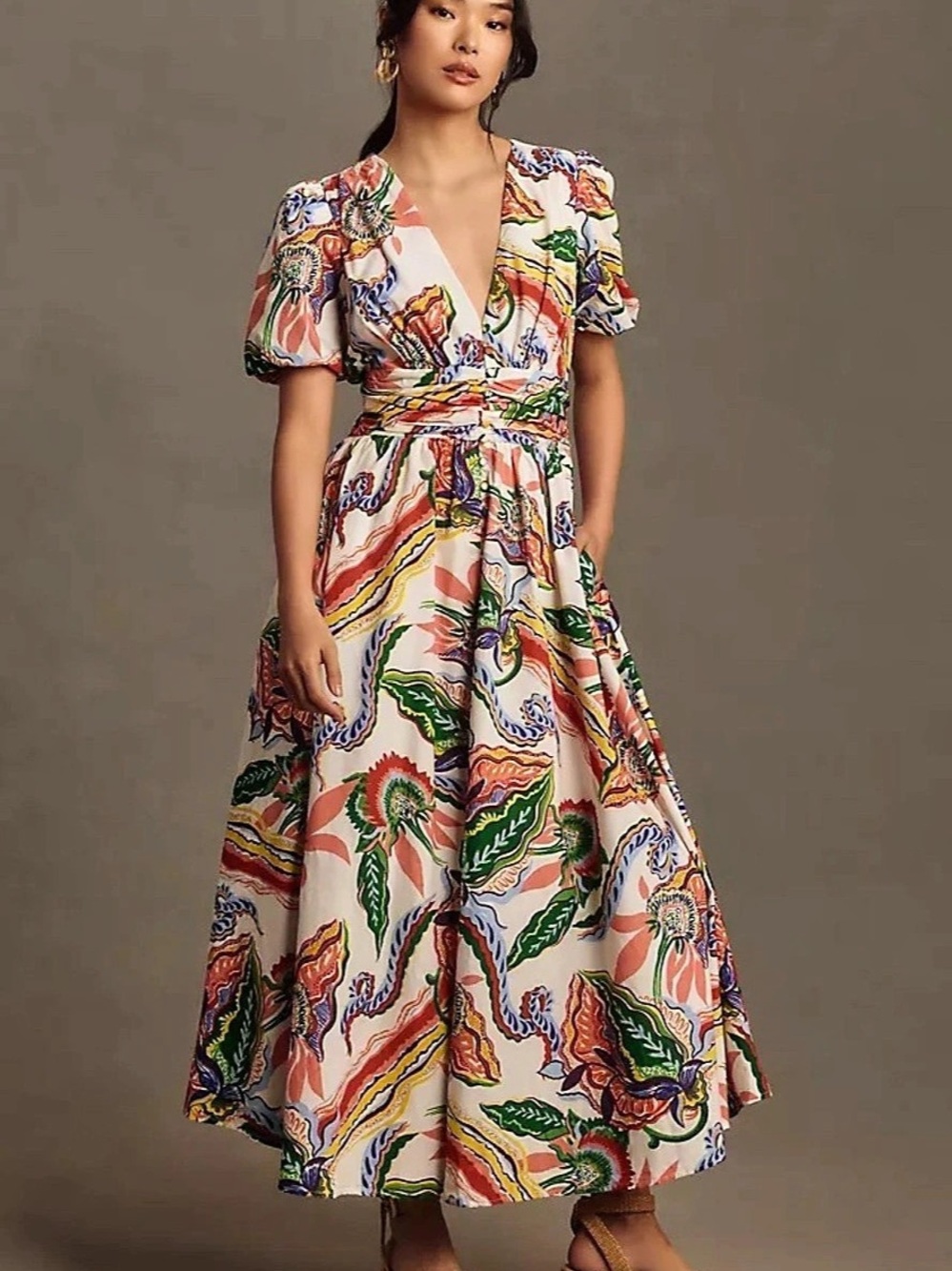 The Katerina V-Neck button front dress by Anthropologie